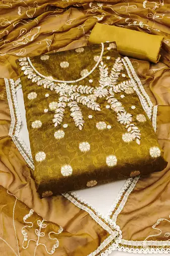 Mehndi Simar Hand Work Unstitched Dress Material
