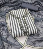 Grey Cotton Hand Work Unstitched Dress Material