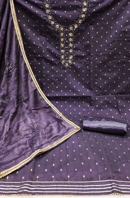 Violet Modal Banarasi Unstitched Dress Material 2