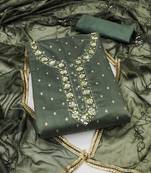 Green Modal Banarasi Unstitched Dress Material