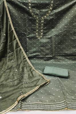 Green Modal Banarasi Unstitched Dress Material 2