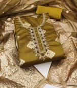 Mehndi Simar Hand Work Unstitched Dress Material