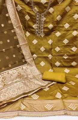 Mehndi Simar Hand Work Unstitched Dress Material 2