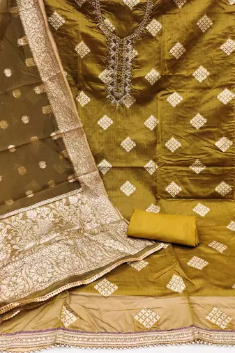 Mehndi Simar Hand Work Unstitched Dress Material