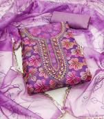 Lavender Organza Hand Work Unstitiched Dress Material