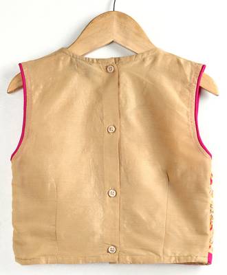Twisha girls embroidered top & printed dhoti pants - beige & pink 3