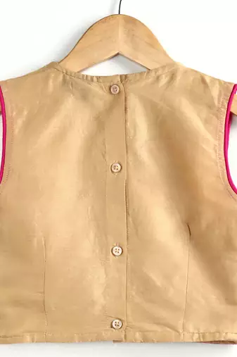 Twisha girls embroidered top & printed dhoti pants - beige & pink