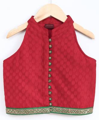 Twisha girls incut style jacquard top & printed palazo - red & green 2