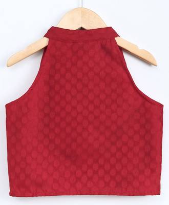 Twisha girls incut style jacquard top & printed palazo - red & green 3