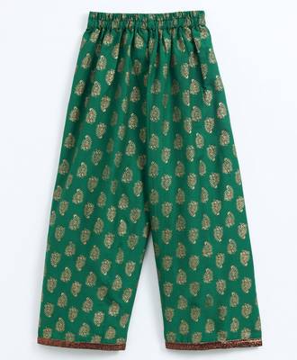 Twisha girls incut style jacquard top & printed palazo - red & green 5