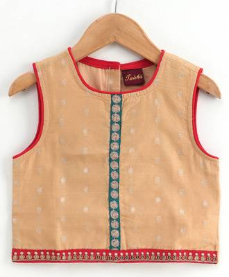Twisha girls self designed top & printed dhoti pants - beige & maroon 2