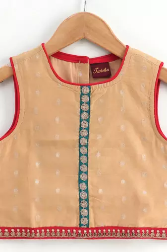 Twisha girls self designed top & printed dhoti pants - beige & maroon