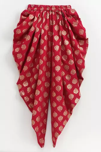 Twisha girls self designed top & printed dhoti pants - beige & maroon