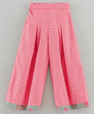Twisha girls self design peplum top & printed palazzo - grey & peach 5