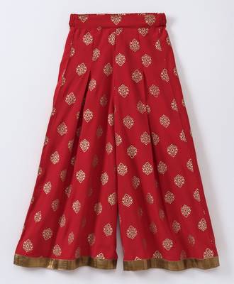 Twisha girls printed top embellished with lace & printed palazzo - off white & red 5