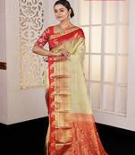 Offwhite Zari worked Pure Kanjivaram Saree