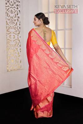 Dual Tone Pink zari worked Pure Faux Kanjivaram 3