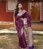 Wine zari worked Pure Faux Kanjivaram