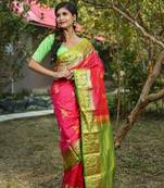 Pink Zari worked Pure Faux Kanjivaram