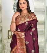 Maroon Zari worked Pure Faux Kanjivaram