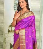 Purple Zari worked Pure Faux Kanjivaram