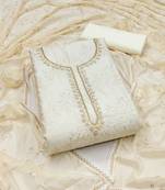 Cream Cotton Unstitched Dress Material
