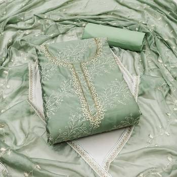 Mint Cotton Unstitched Dress Material 1