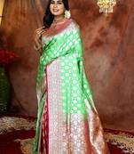 Green & Pink Patli Pallu Banarasi