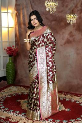 Maroon Jacqured Banarasi 1