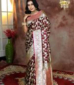 Maroon Jacqured Banarasi