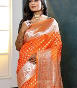 Orange Zari worked Banarasi