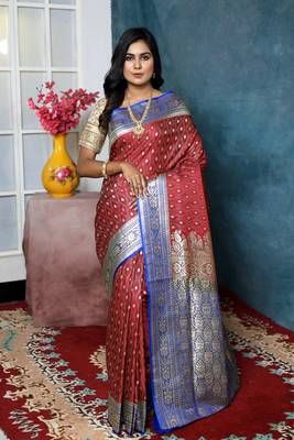 Red Jacqured Banarasi 1