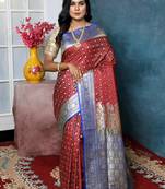 Red Jacqured Banarasi