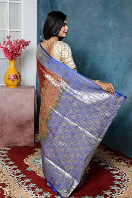 Red Jacqured Banarasi 3