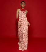 White & red kurta set