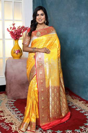 Yellow Zari worked Banarasi