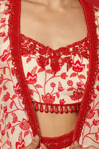Cream & red cape set