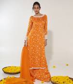 Orange & white kurta set