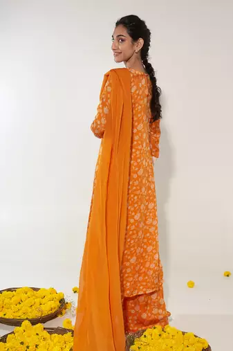 Orange & white kurta set