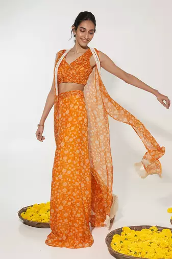 Orange & white cape set