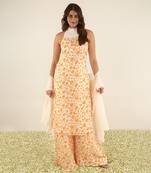 Ivory & orange kurta set