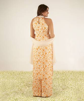 Ivory & orange kurta set 3