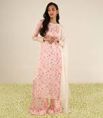 White & pink kurta set