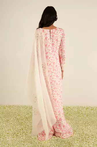 White & pink kurta set