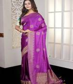 Magenta Zari worked Satin Silk