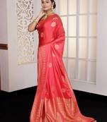 Red Zari worked Satin Silk