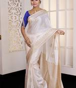 White Zari worked Satin Silk