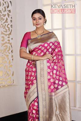 Pink Zari worked Tissue 1