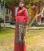 Red Embroidery Pure Tussar