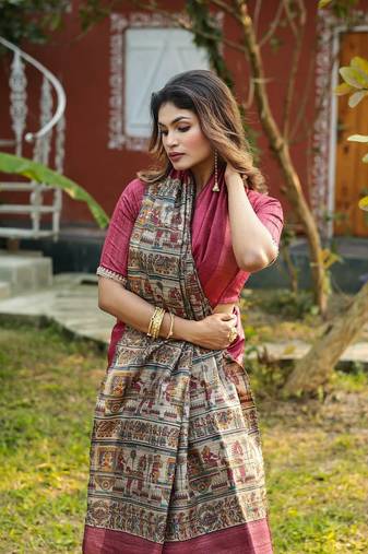 Red  Pure Tussar
